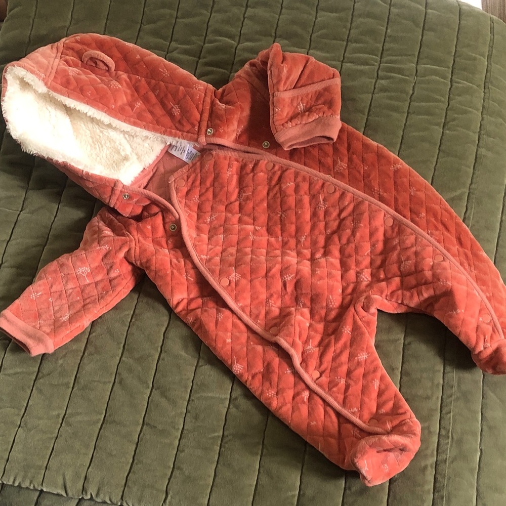 Nordstrom Quilted Velvet Baby Footie Bodysuit/Outerwear 6m